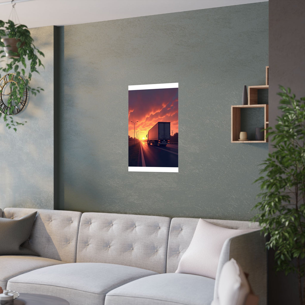 Sunset Highway Truck Poster | Trucker Life Wall Art