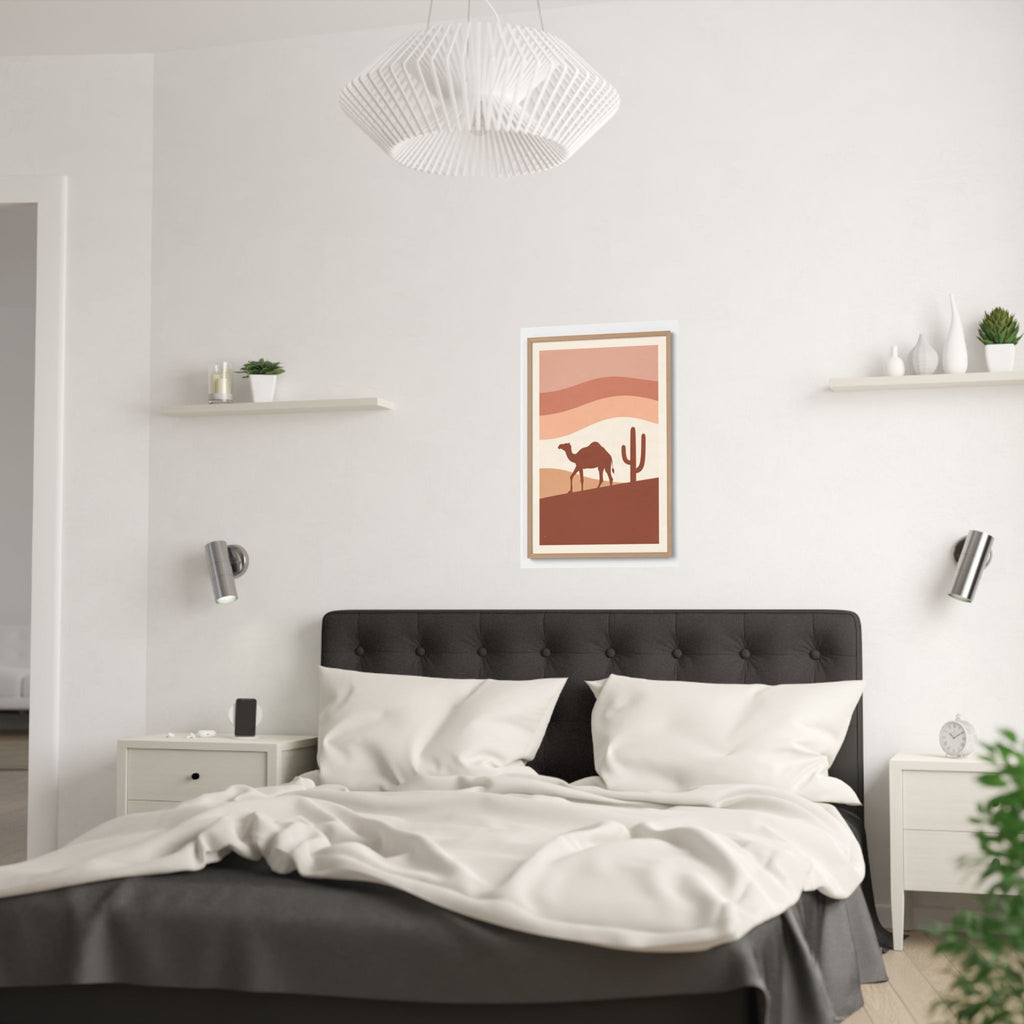 Desert Camel Sunset Print | Boho Mid-Century Wall Art