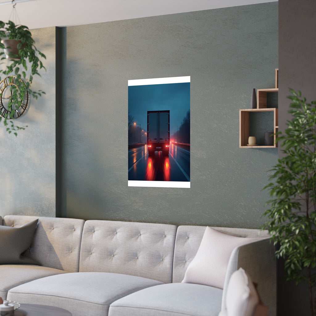 Long-Haul Night Hauler Truck Poster | Trucker Garage Wall Art