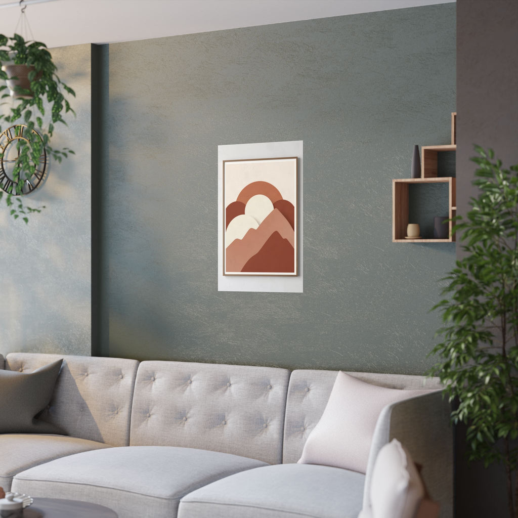 Terracotta Sun & Mountains Print | Mid-Century Boho Wall Art