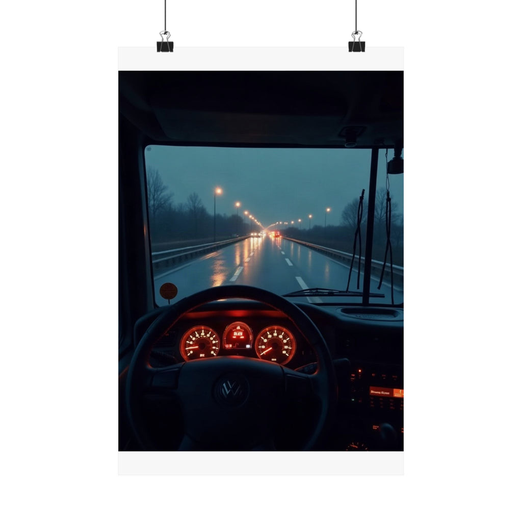 Night Cab Long-Haul Poster | Trucker Life Wall Art