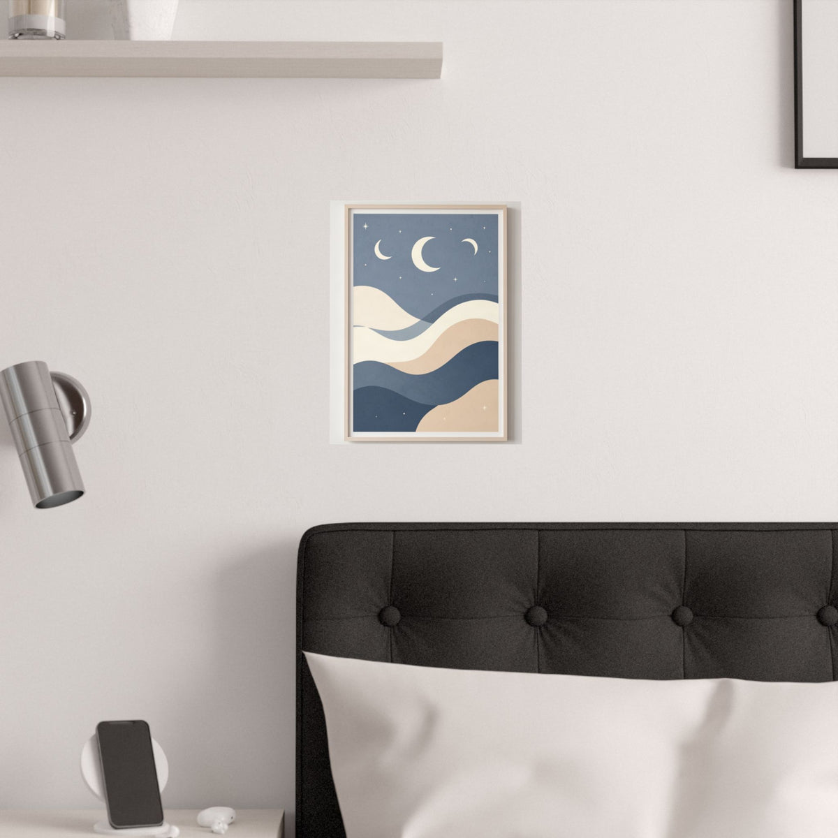 Ocean Waves & Moon Phases Print | Celestial Boho Wall Art