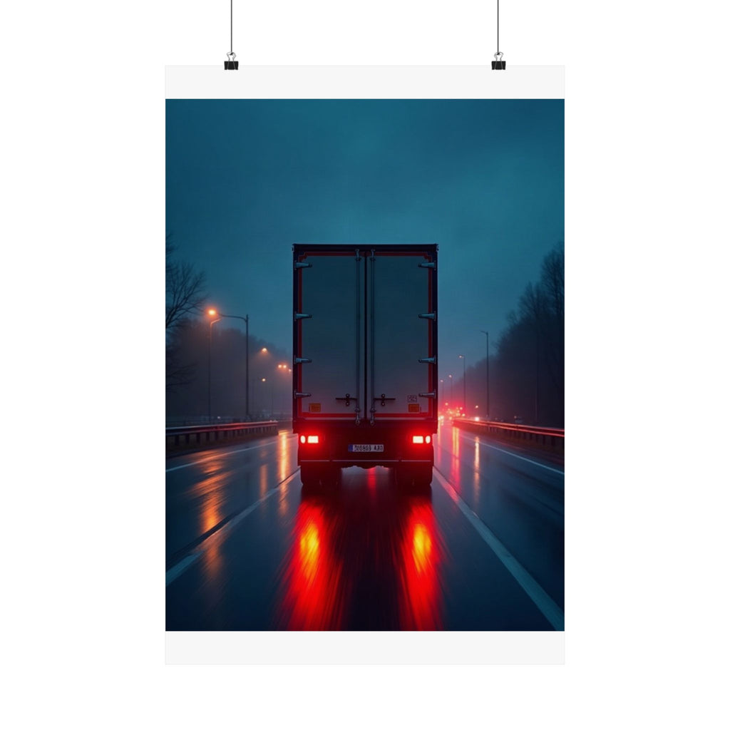 Long-Haul Night Hauler Truck Poster | Trucker Garage Wall Art