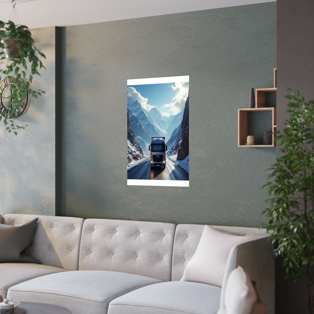 Alpine Mountain Pass Truck Poster | Adventure Trucking Art